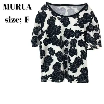 MURUA 무루아 셔츠 상의 꽃무늬 화이트 블랙 F