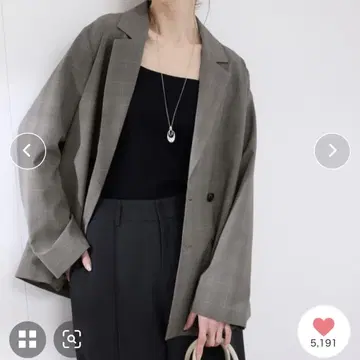 택 포함 새상품 린넨 라이크 시어 테일러드 자켓 그레이 체크 무늬