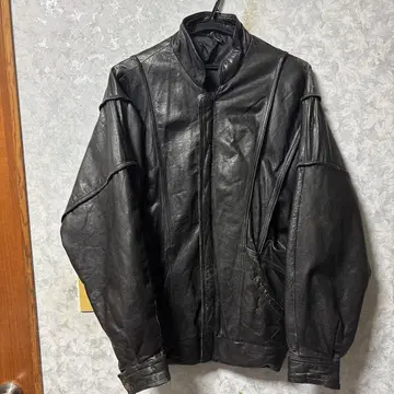 크롭 가죽 자켓 블랙