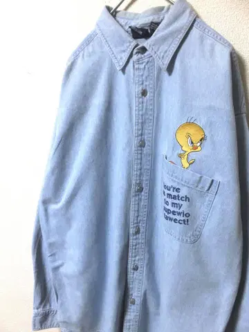 Tweety 자수 데님 셔츠 M WB Studio Store 홍콩제