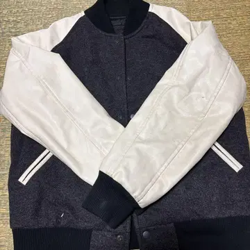 가죽 울 바시티 자켓