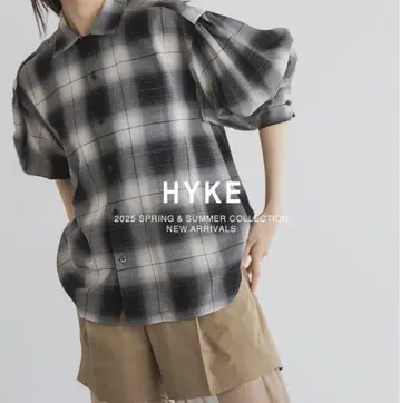 HYKE Ombre Check Balloon Sleeve Blouse