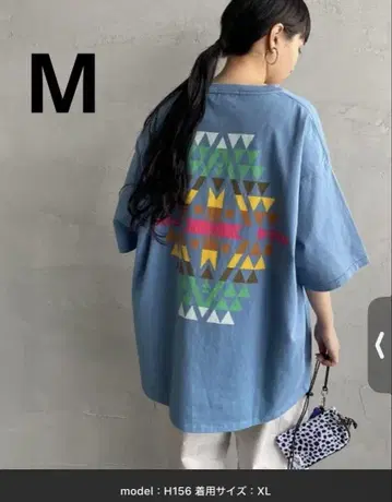 새상품급 PENDLETON 네이티브 무늬 백 프린트 T셔츠 블루 M