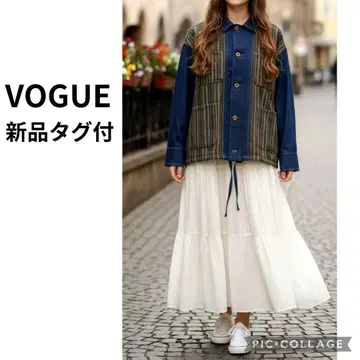 [ 새상품 ] VOGUE 배색 절개 데님 커버올 내추럴 귀여운 루즈핏