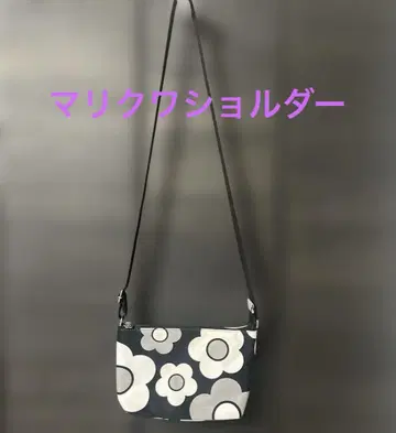MARY QUANT 숄더백 데이지 패턴 꽃무늬 블랙