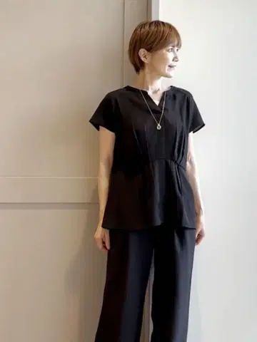 grove 그로브 스키퍼 허리 턱 페플럼 블라우스 블랙 L