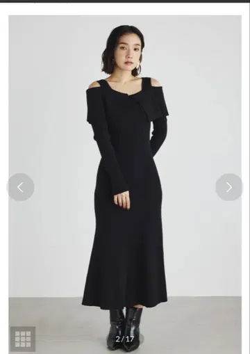 rienda 오프숄더 머메이드 Knit OP BLK
