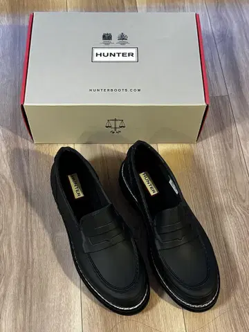 HUNTER 블랙 로퍼 UK 5 25cm