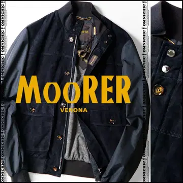 새상품 MOORER 무레르 KANT 네이비 가죽 콤비 발스타 자켓 50