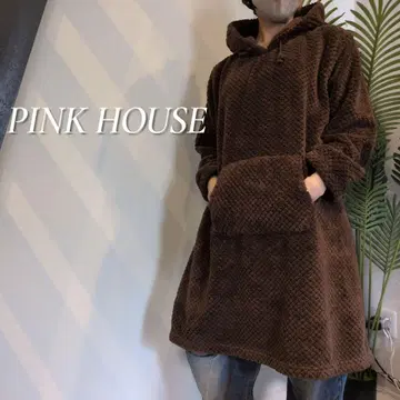 PINK HOUSE 복슬복슬 보아 플리스 롱 후드티 딸기 참