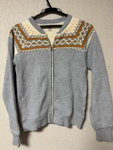 레어 벨형 지퍼 THE FLAT HEAD 집업 맨투맨 눈꽃 패턴