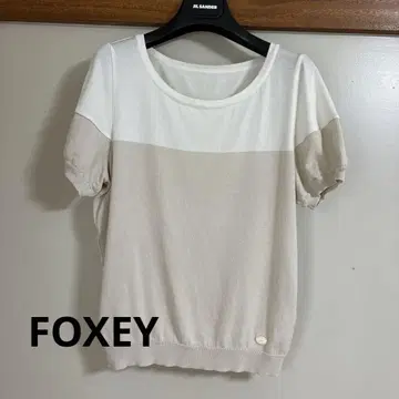 FOXEY 반팔 니트 아이보리 보더