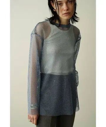 CLANE WIDE MESH TOPS 와이드 메쉬 상의 블루 새상품급