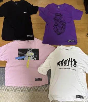 BISH GU 콜라보 T셔츠 세트 4개 세트