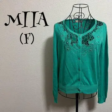 MIIA/ (프리 사이즈) 가디건/그린/레이스 절개/우아한 차림새