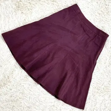 내추럴 뷰티 버건디 플레어 스커트 무릎 기장 안감 벨로아 소재 M