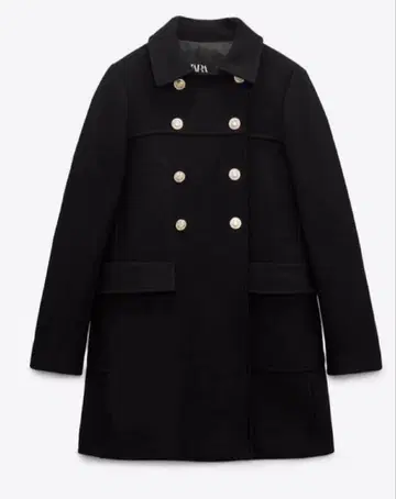 [ ZARA 자라 ] 더블 브레스트 울 코트 블랙