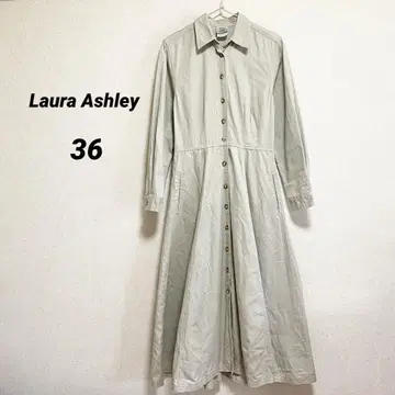 로라 애슐리 긴팔 롱 원피스 베이지 면100% 36