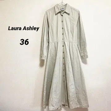 로라 애슐리 긴팔 롱 원피스 베이지 면100% 36