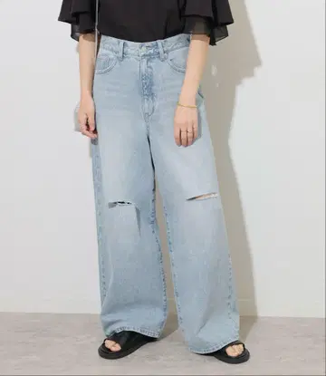레리움 데미지 배기 데님 38