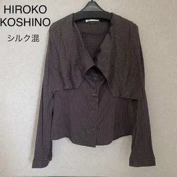 히로코코시노 HIROKOKOSHINO 코튼 실크 블라우스 빅 칼라