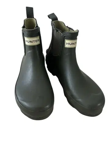[ 레어 ] HUNTER 다크 그린 숏부츠 22.5cm 그린 로고