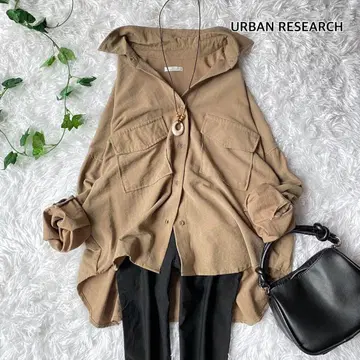 URBAN RESEARCH 긴팔 셔츠 브라운 레귤러 카라