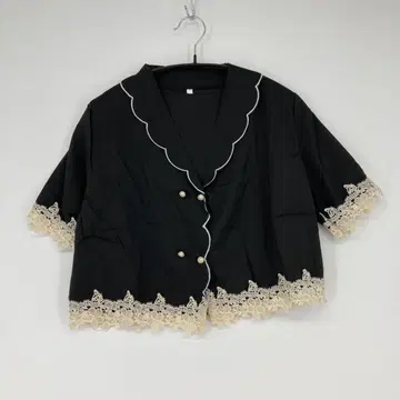레이스 반팔 셔츠 블랙