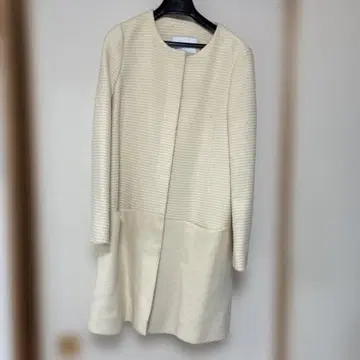 아이보리 노카라 롱 코트