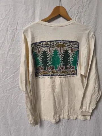 Patagonia 롱 T셔츠 백 프린트 코튼 남성용 S