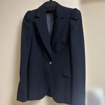 자라 우먼 테일러드 자켓 네이비 퍼프 슬리브 골드 버튼 M