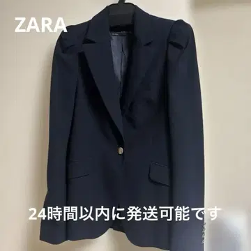 자라 우먼 테일러드 자켓 네이비 퍼프 슬리브 골드 버튼 M