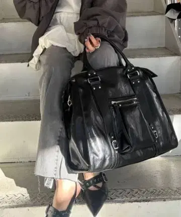 앤티크 인조 가죽 토트