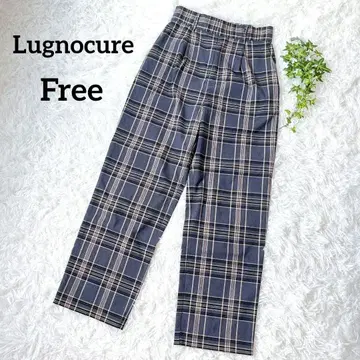 Lugnocure 와이드 팬츠 체크 무늬 네이비 턱 가을 겨울 5448