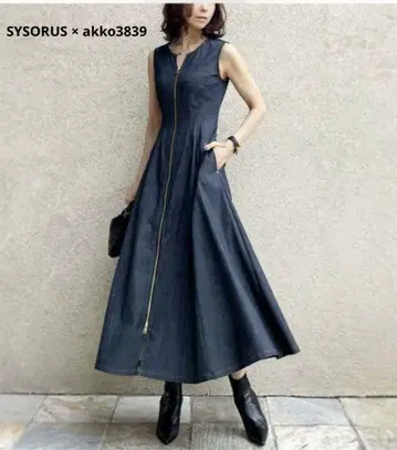 SYSORUS akko3839 시소라스 데님 점퍼 플레어 원피스