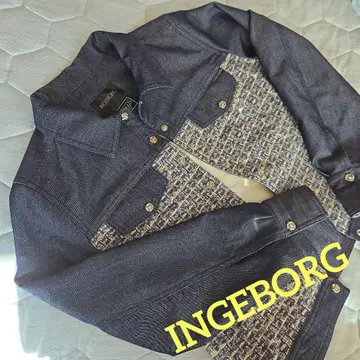 [ INGEBORG ] 린톤 트위드 프린트 데님풍 자켓