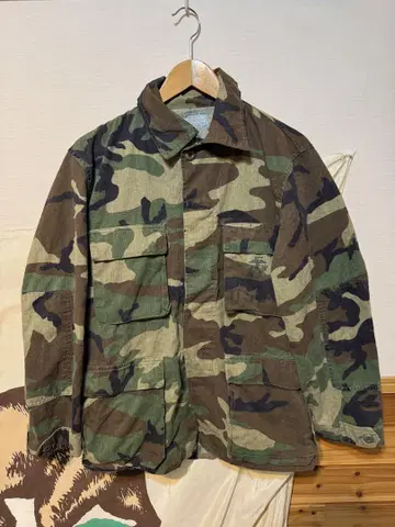 80년대 USMC 밀리터리 자켓 카고 베트남 카모플라쥬 스탬프