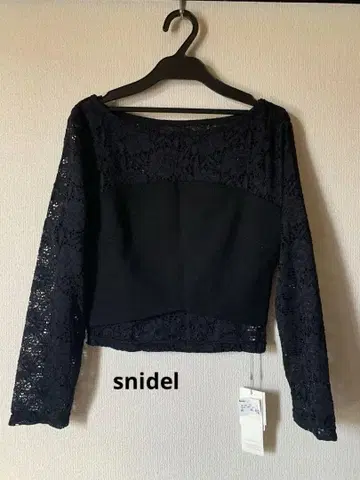 snidel 블랙 레이스 긴팔 상의 숏 기장