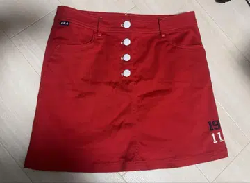FILA 레드 미니 스커트 버튼 포함