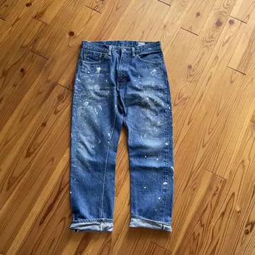 orslow 107 페인트 가공 인디고 스트레이트 데님