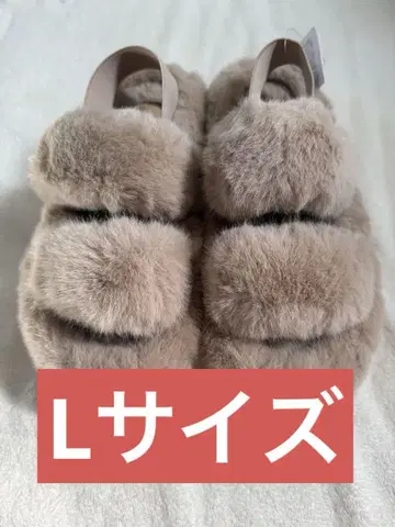새상품 시마무라 퍼 샌들 모코모코 통굽 베이지 L 24cm