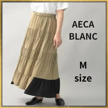새상품 AECA BLANC 2WAY 바이컬러 카키 롱 스커트 M 사이즈