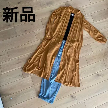 새상품 빈티지 새틴 원피스 셔츠 원피스, 롱 원피스 프리