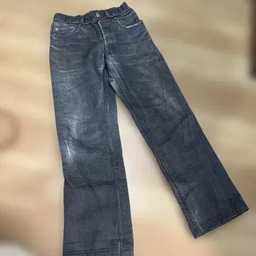 레어 TATA 전사 프린트 청바지 블랙 속기모 캐시미어 혼방
