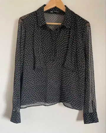 ZARA 시어 도트 리본 블라우스 L