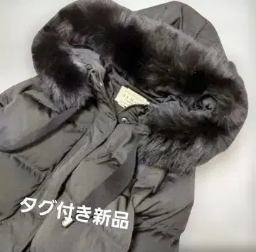 La MODA 후드 부착 다운 롱 코트 블랙