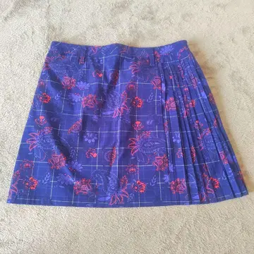 DWD 보라색 꽃무늬 페이즐리 무늬 플리츠 스커트