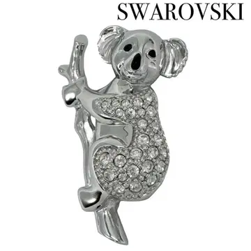 SWAROVSKI 스와로브스키 큐빅 코알라 브로치 은 실버