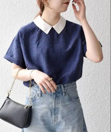 SHIPS any 플라워 자카드 바이컬러 풀오버 셔츠