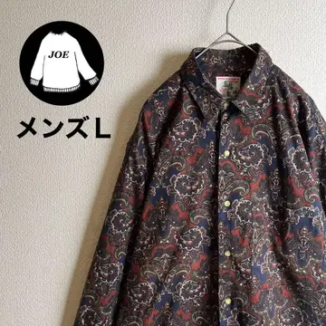 올 패턴 셔츠 긴팔 페이즐리 무늬 아트 빈티지 브라운 네이비 구제 의류